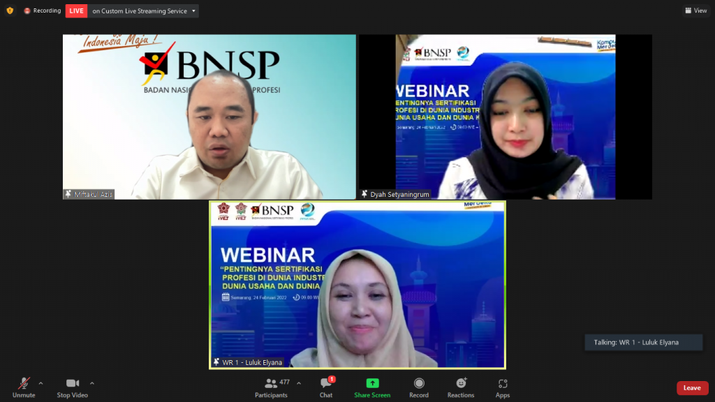LSP Unisvet Adakan Webinar Pentingnya Sertifikasi Profesi di IDUKA